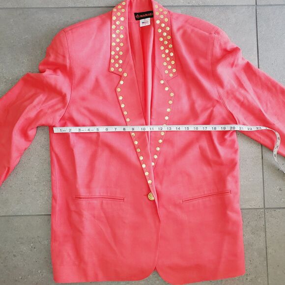 Vintage Mardel Womens Coral Pink Blazer Business Casual Unique Dolly Retro SZ 12 - Picture 5 of 11